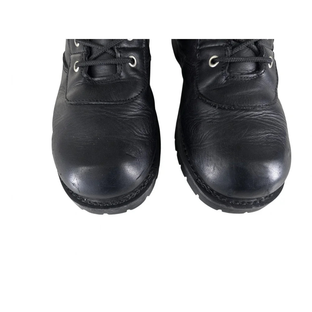 Xelement X19409 Fury Mens 9.5 Black Leather Motorcycle Biker Boots Lace Side Zip